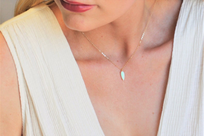 Opal Necklace, Dainty Necklace, Jewelry, Necklace, Gift for Her, Dainty Necklaces for Women, October Birthday Gift, October Birthstone image 2