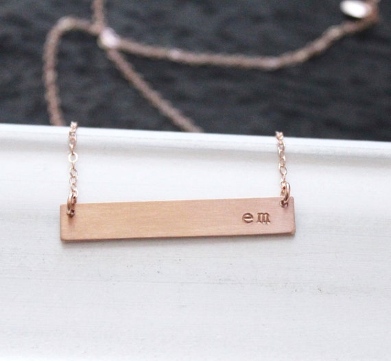rose gold bar necklace rose gold nameplate necklace etsy