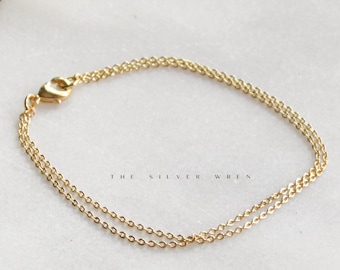 Double Chain Bracelet, Minimalist Jewelry Gifts for Women, Simple Bracelet, Gold Bracelet, Dainty Bracelet, Gifts for Her, Handmade Jewelry