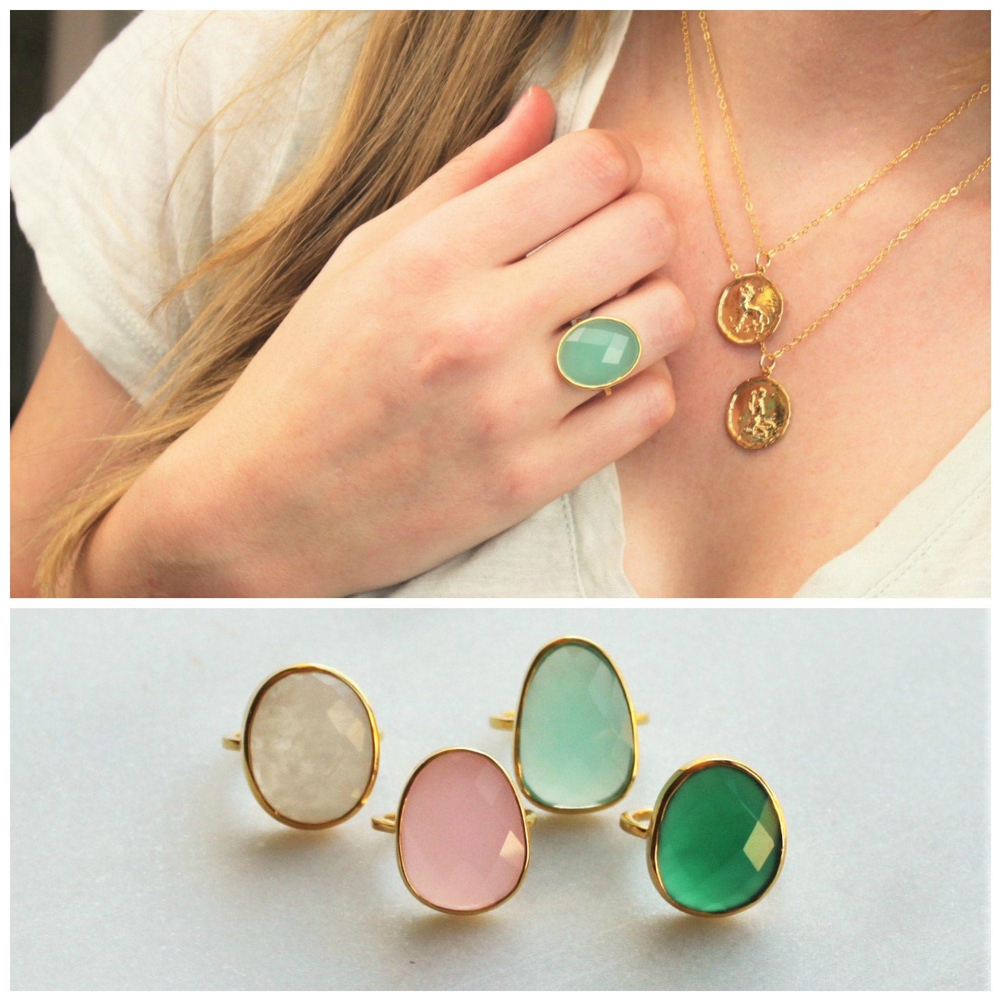 Oval Gemstone Ring