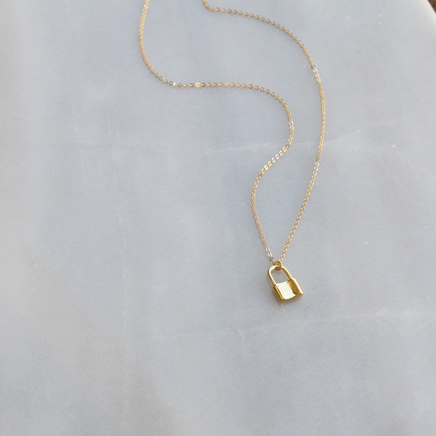 Tiny Lock Necklace Dainty Necklace 
