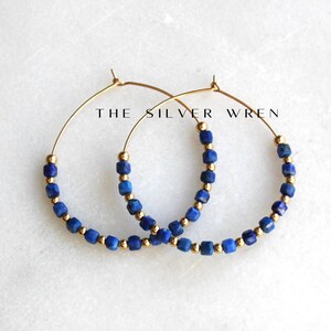 Lapis Hoop Earrings: 14kt Gold Filled, Natural Lapis