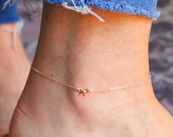 Anklet for Women, Gold Bow Anklet Bracelet, Birthday Gifts for Her, Anklet, Handmade Jewelry, Dainty Anklet, Summer Jewelry