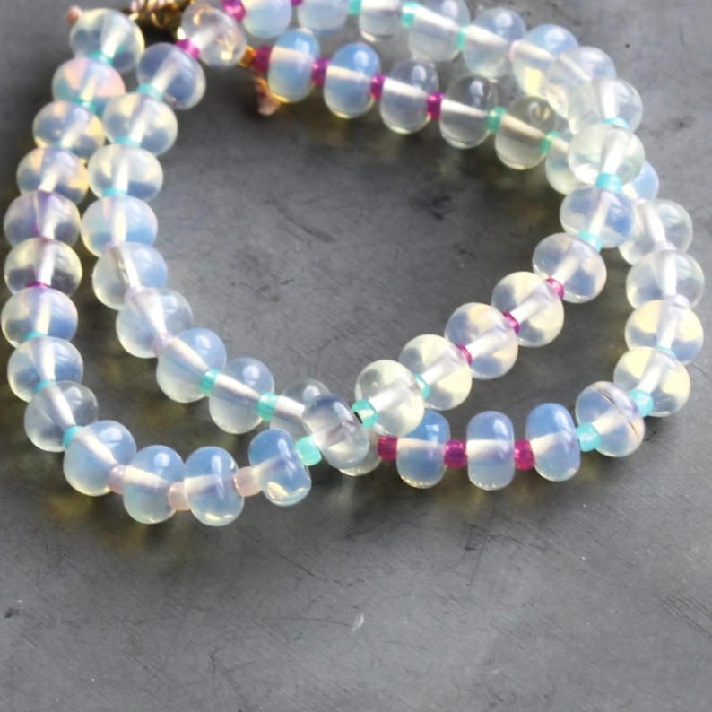 Opalite Trending Stone Candy Necklaces for Women, Beaded Necklace, Summer Jewelry, Handmade Jewelry, Gifts for Her, Women's Necklace image 1