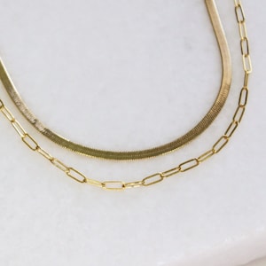 Goldketten, Layered Halskette 2er Set, Halsketten für Frauen, Layering, minimalistischer Schmuck, einfache Alltagskette, Halskette, Schmuck Bild 5