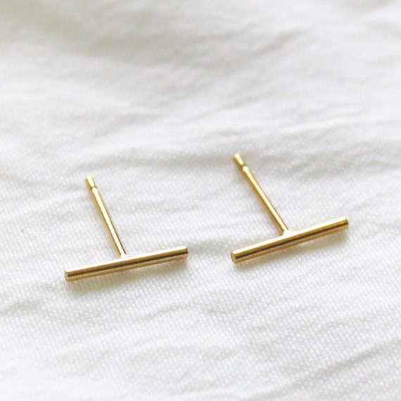 Gold Earrings Gold Stud Earrings Tiny Gold Earrings Gold - Etsy