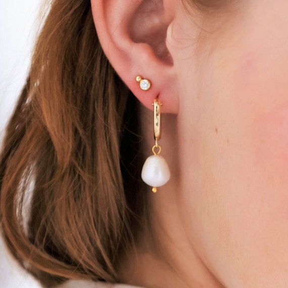 Hoops, Hoop Earrings, Gold Huggie Hoop Earrings With Pearl Dangle, Earrings  for Women, Jewelry, Gifts for Her, Jewelry, Birthday Gifts -  Canada