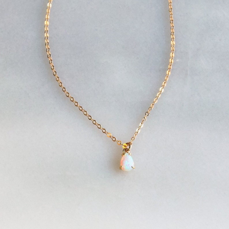 Ultra TINY Opal Necklace, Dainty Necklace, Jewelry, Necklace, Gift for Her, Layer Jewelry, October Birthday Gift, October Birthstone SN317 image 3