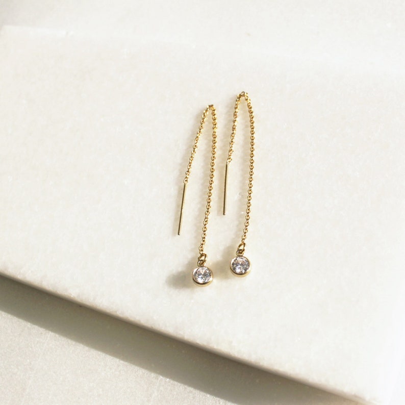 Astrid CZ Drop Earrings, Gold main image 0