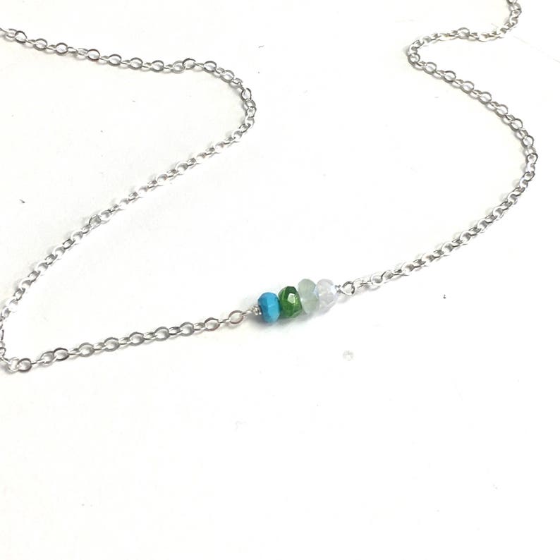 Family Birthstone Necklace, Tiny Gemstone Necklace, gifts for mom, Birthstone Jewelry, Unique Gift, Dainty Necklaces for Women image 6