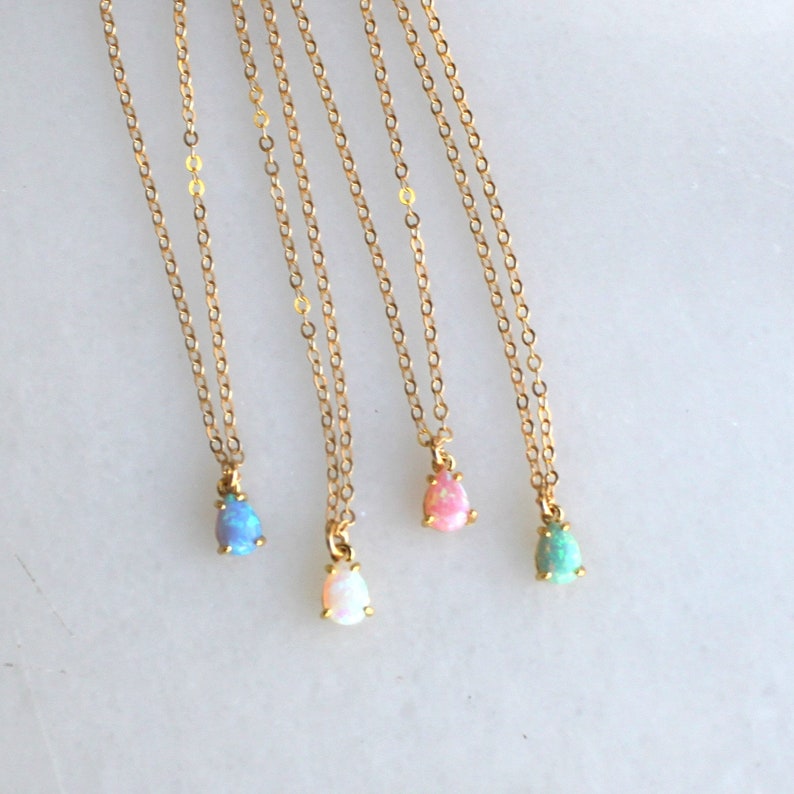 Ultra TINY Opal Necklace, Dainty Necklace, Jewelry, Necklace, Gift for Her, Layer Jewelry, October Birthday Gift, October Birthstone SN317 image 2