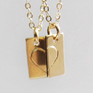 Split Heart Necklace Set: Gold Filled Mother Daughter Jewelry