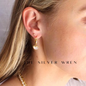 18kt Gold Hoop Earrings, Heart Gold Hoops, Huggie Hoop Earrings, Gifts ...