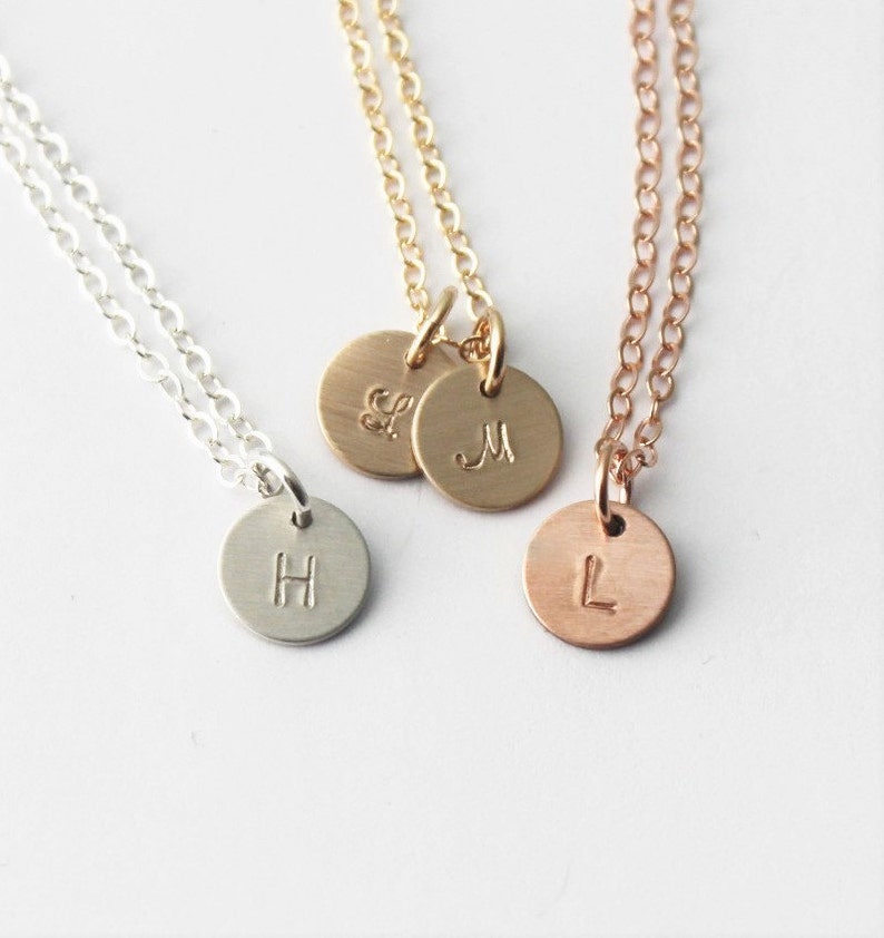 TINY Initial Necklace, Dainty Initial Necklace, Silver, Rose or Gold Personalized Necklace, Layering Necklace, Little Initial Necklace image 2
