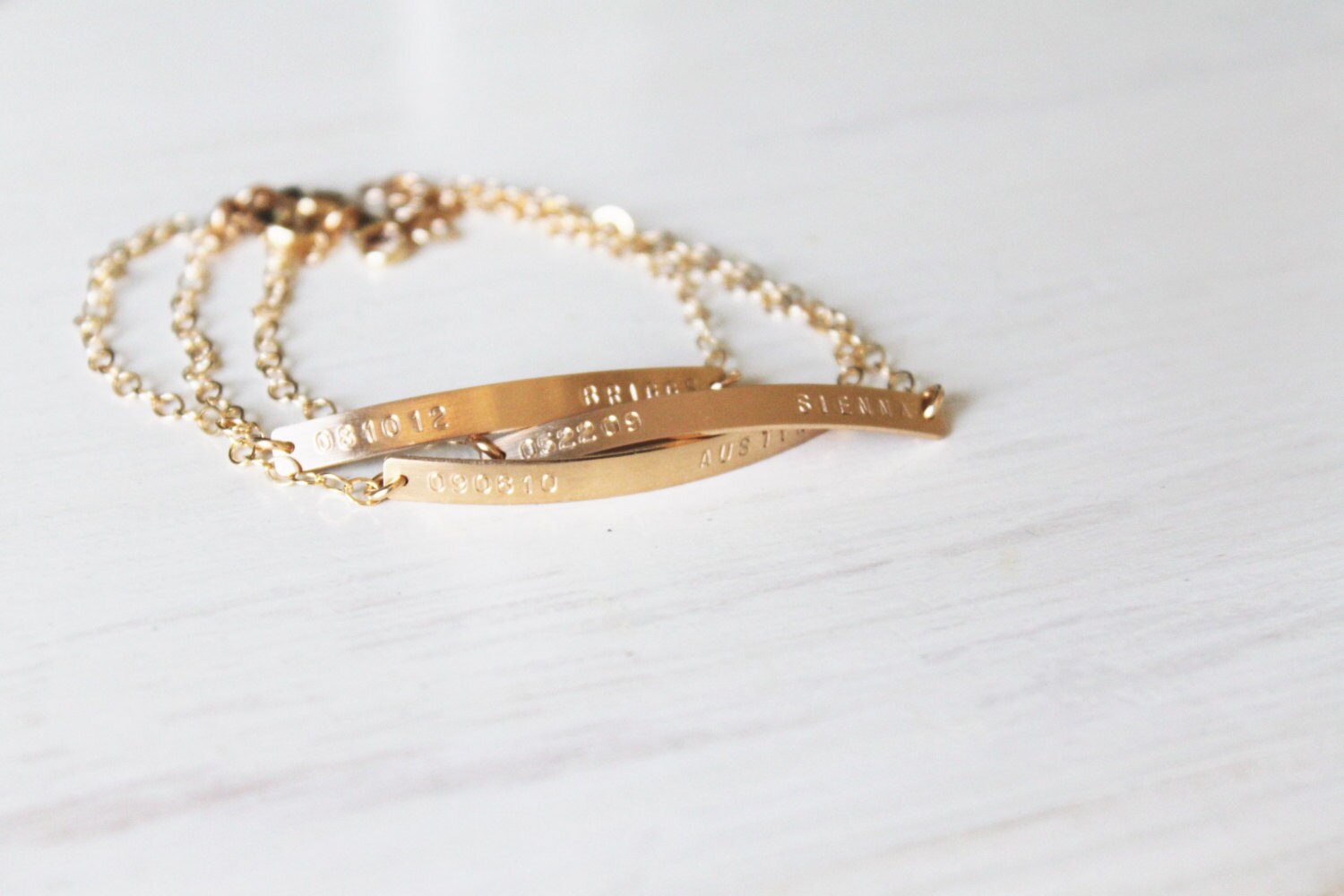 Thin Gold Bar Bracelet, Personalized Bracelet, Silver, Rose or Gold B…