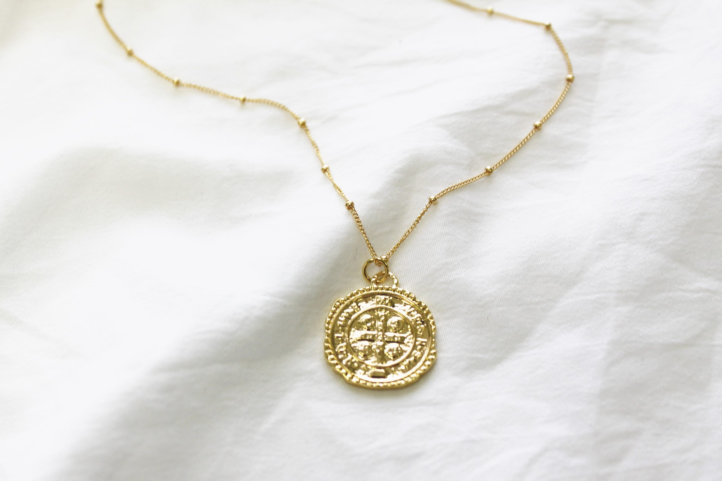 Gold Medallion Necklace Coin Pendant Necklace Gold Necklace Etsy
