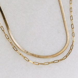 Goldketten, Layered Halskette 2er Set, Halsketten für Frauen, Layering, minimalistischer Schmuck, einfache Alltagskette, Halskette, Schmuck Bild 2