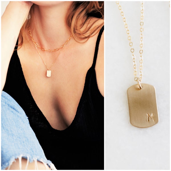 Personalized Necklace, Dainty Necklace Mini Dog Tag, Mothers Day Gifts Gold Necklaces for Women, Personalized Jewelry, Necklace