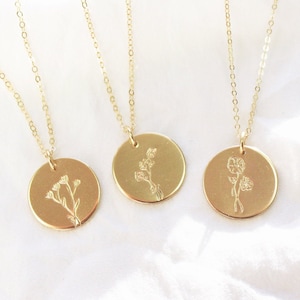 Birth Month Flower Charm Necklace - Birthday Gift - Birth Flower Necklace in rose, silver or gold, Necklaces for Women