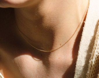 Tiny Curb Chain, Ultra Dainty Necklace, Gold Necklace, Simple Necklace, Layering Necklace, Delicate Necklace, Everyday Necklace, Necklace