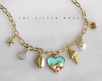 Gold Strand Anhänger: Muschel, Muschel, Seestern Anhänger