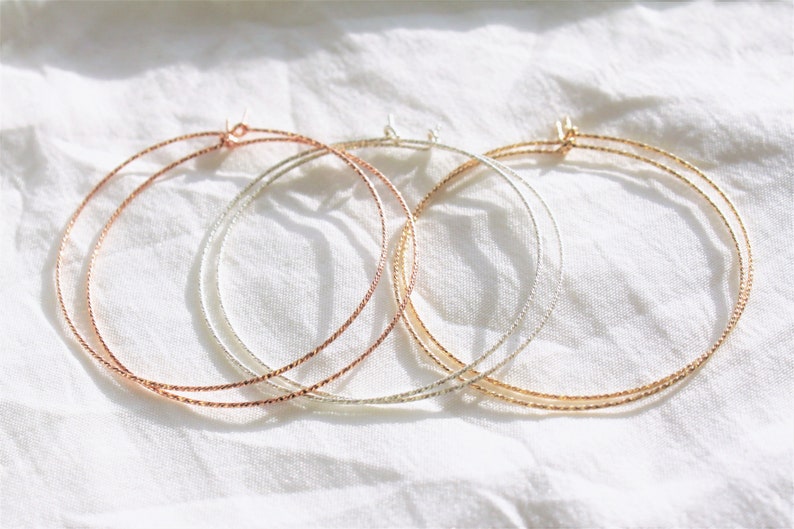 Sparkle Hoop Earrings, Hoops, Earrings, Earring for Women, Silver or Gold Hoop Earrings, Gift for Her, Classic Hoop Earrings, Thin Hoops image 4