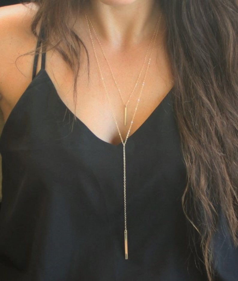 Long Lariat Necklace, Lariat Necklace, Long Necklace, Jewelry for Her, Necklaces for Women, Necklace, Long Bar Drop Necklace image 1