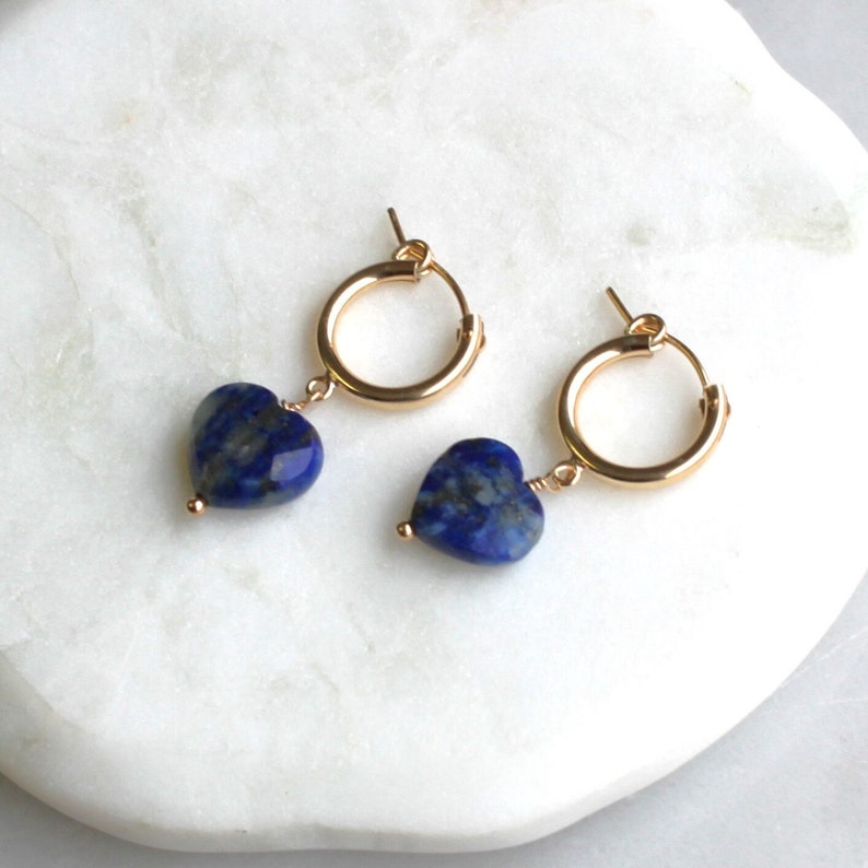 Lapis gold hoop earrings