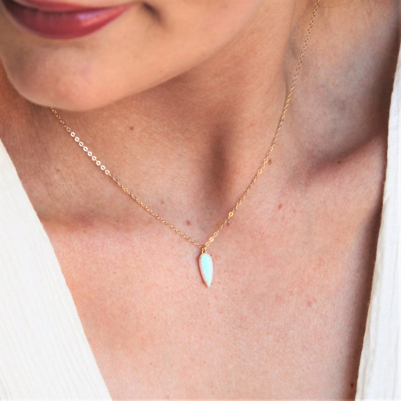 Opal Necklace, Dainty Necklace, Jewelry, Necklace, Gift for Her, Dainty Necklaces for Women, October Birthday Gift, October Birthstone image 4