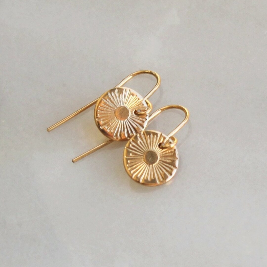Sunburst Drop Earrings, Minimalist Jewelry, Silver or Gold Earrings ...