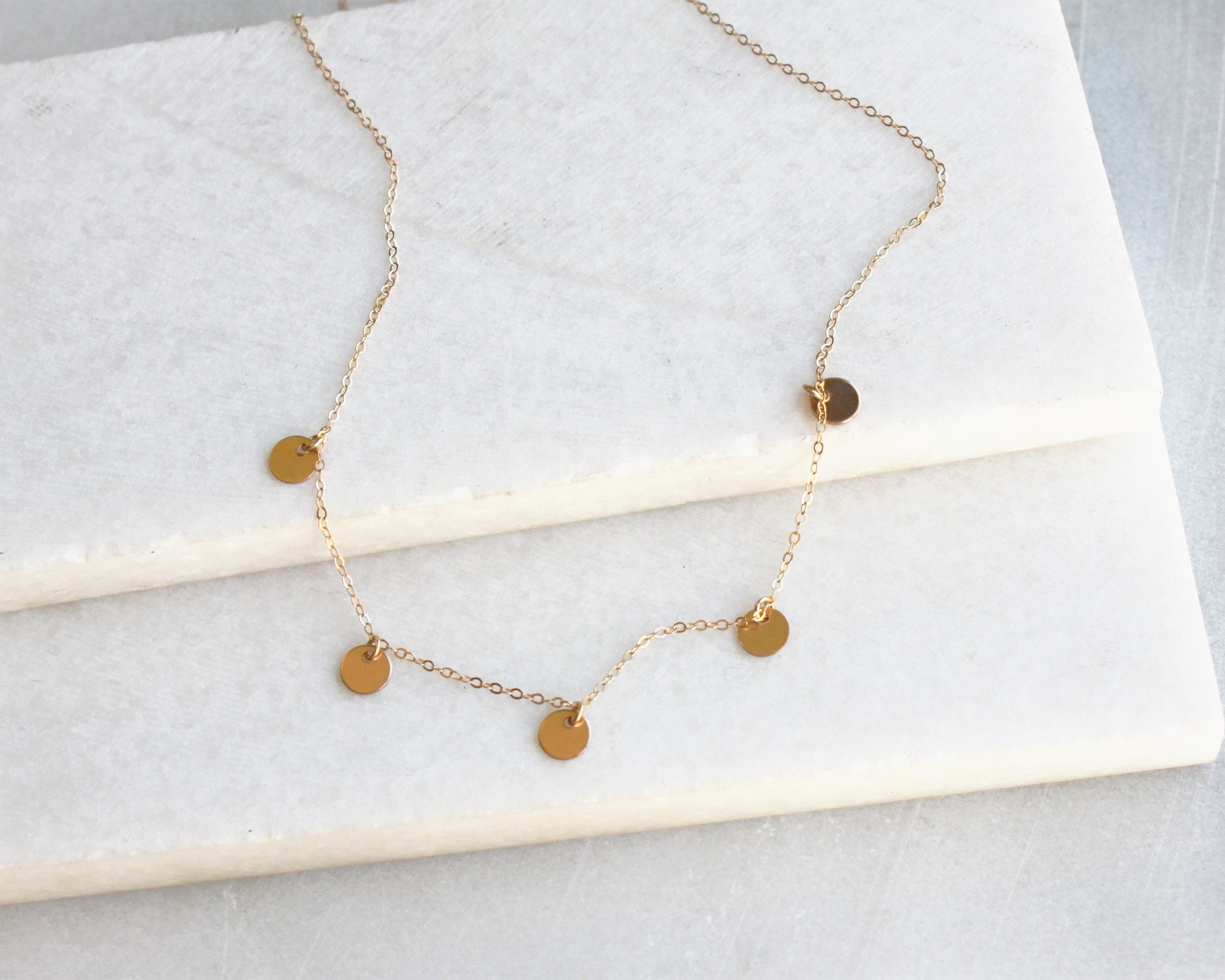 Tiny Gold Coin Necklace Gold or Silver 