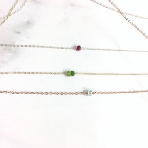 Family Birthstone Necklace, Tiny Gemstone Necklace, gifts for mom, Birthstone Jewelry, Unique Gift, Dainty Necklaces for Women image 7