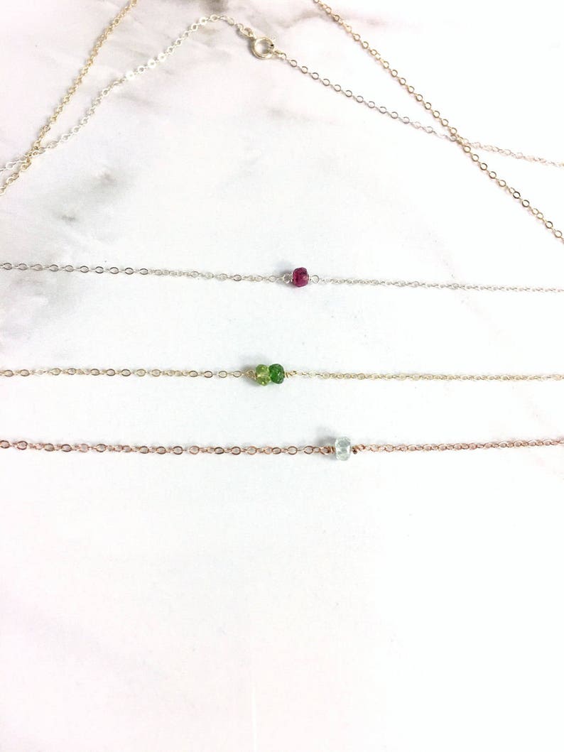 Family Birthstone Necklace, Tiny Gemstone Necklace, gifts for mom, Birthstone Jewelry, Unique Gift, Dainty Necklaces for Women image 7