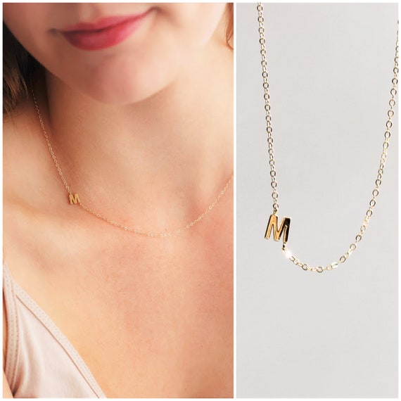 Mini Crystal Monogram Initial Necklace | Groovy's | Gold initial