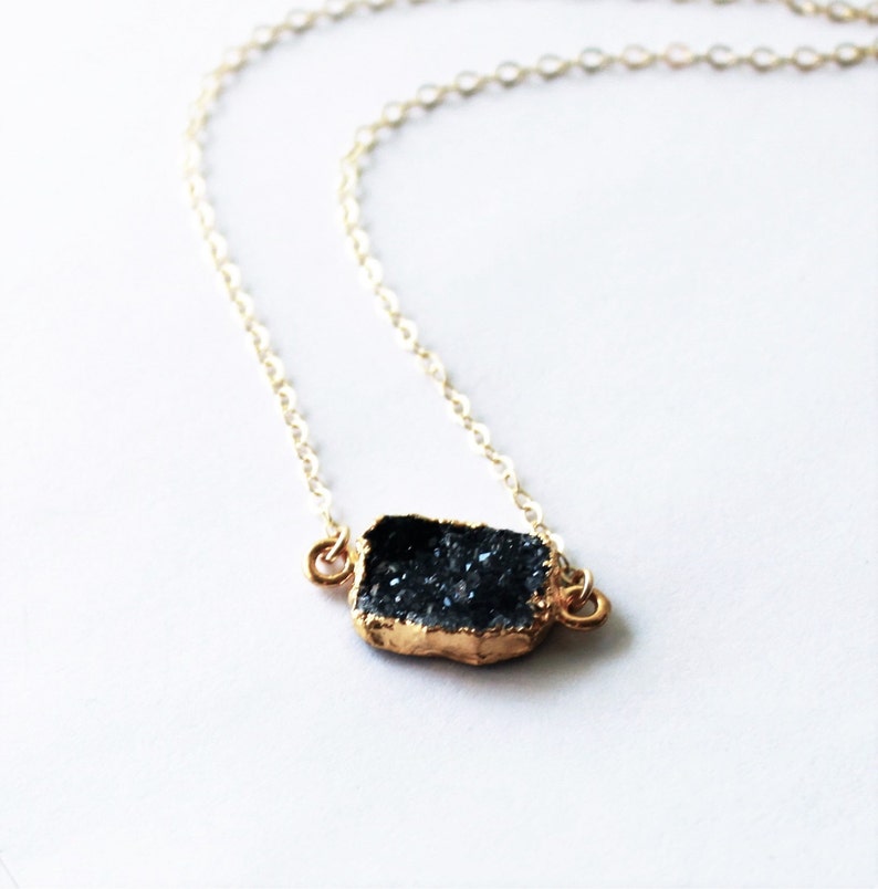 Necklaces for Women, Petite Druzy Necklace, Raw Crystal Necklace, Birthday Gift, Best Friend Gifts, Crystal Jewelry, Druzy Jewelry image 3