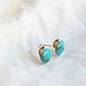 Real Turquoise Stud Earrings, Earrings Stud,Silver Turquoise Earrings, Gift for Her, Gemstone Stud Earrings, Jewelry Gift, Best Friend Gifts Bild 3