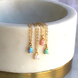 Collier opale ultra petit, collier délicat, bijoux, collier, cadeau pour elle, superposition de bijoux, cadeau d'anniversaire d'octobre, pierre de naissance d'octobre SN317 image 5