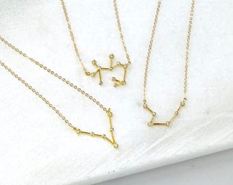 TINY Constellation Necklace, Zodiac Jewelry, Gift for Women, Dainty Necklace, Silver, Gold, Zodiac Necklace, Gift Under 25, The Silver Wren
