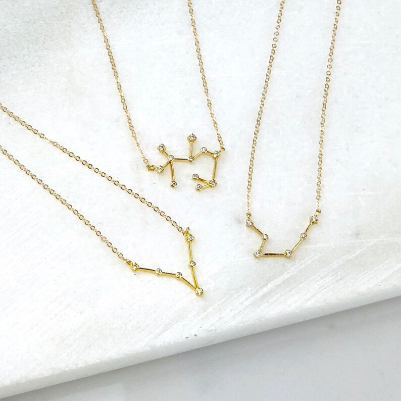Zodiac Jewelry Gift Under 30 Gift for Women Zodiac Necklace TINY Constellation Necklace Gold The Silver Wren Dainty Necklace Silver