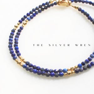 Natural Lapis Lazuli Necklace for Women, Birthday Gifts for Her, Dainty Beaded Necklace, Handmade Jewelry Women's Necklace, Lapis Necklace