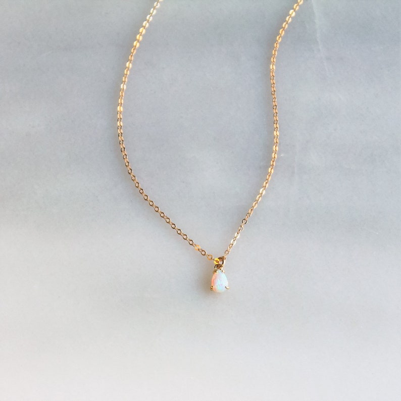 Ultra TINY Opal Necklace, Dainty Necklace, Jewelry, Necklace, Gift for Her, Layer Jewelry, October Birthday Gift, October Birthstone SN317 image 6