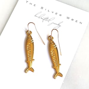 Boucles d'oreilles pendantes en or Sardaigne, boucles d'oreilles poisson, cadeaux pour elle