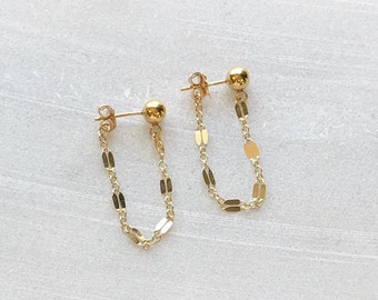 Gold Earrings, Simple Earrings, Chain Drop Earrings, Dangle Earrings, Dangling Earrings, Bridesmaid Gift, Minimalist Jewelry