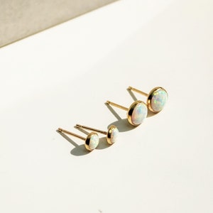 Opal Stud Earrings, Earrings Studs, Opal Gold Earrings, Gift for Her, Gemstone Stud Earrings, Jewelry Gift, Best Friend Gifts image 3