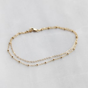 Anklet for Women, Anklet Bracelet, Gold Anklet, Simple Chain Anklet, Double Chain Anklet, Gold Chain Anklet, Jewelry Set, Summer Jewelry image 2