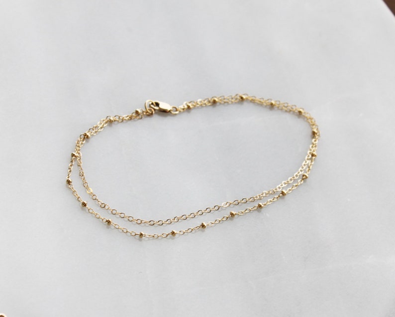 Anklet for Women, Anklet Bracelet, Gold Anklet, Simple Chain Anklet, Double Chain Anklet, Gold Chain Anklet, Jewelry Set, Summer Jewelry image 2