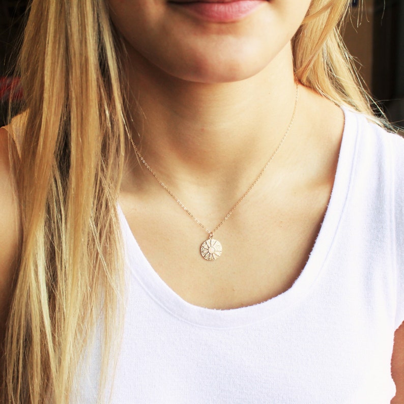 Gold Necklace Necklaces for Women Pendant Necklace Gift for Women Aura Coin Gold Jewelry Opal Sun Medallion Necklace Gold Jewelry