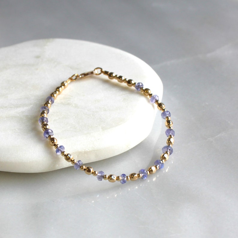 Tanzanite Jewelry Tanzanite Dainty Bracelet Gold, Bracelets for Women, Gemstone Bracelet Handmade Jewelry Gifts for Her, The Silver Wren image 3