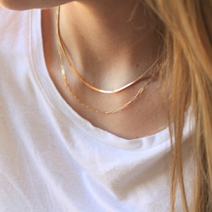 Goldketten, Layered Halskette 2er Set, Halsketten für Frauen, Layering, minimalistischer Schmuck, einfache Alltagskette, Halskette, Schmuck Bild 3