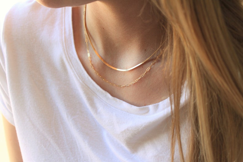 Goldketten, Layered Halskette 2er Set, Halsketten für Frauen, Layering, minimalistischer Schmuck, einfache Alltagskette, Halskette, Schmuck Bild 3